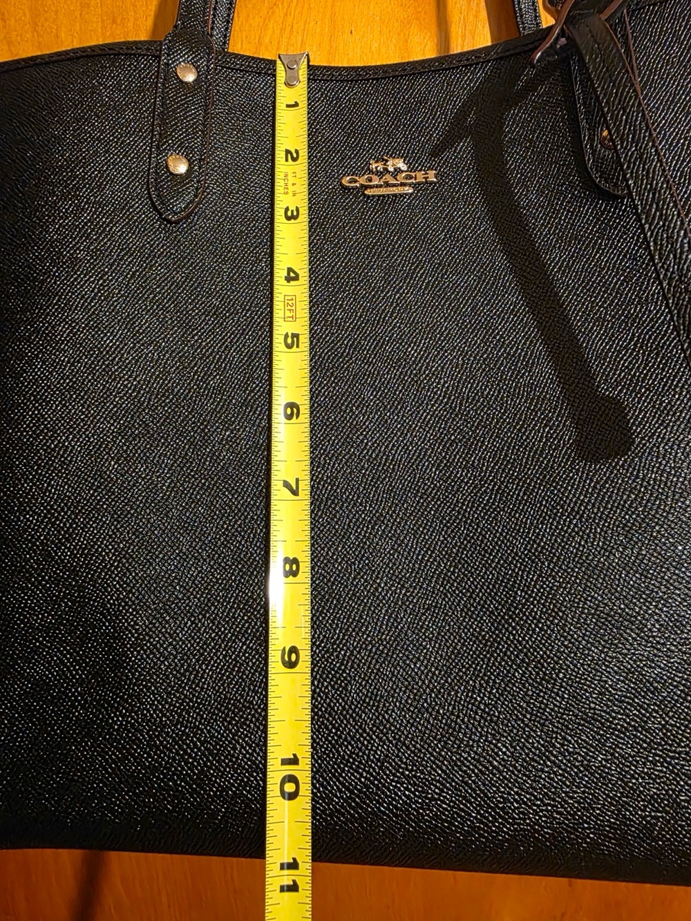 Coach Black Saffiano Tote with Gold Logo - Picture 2 of 15
